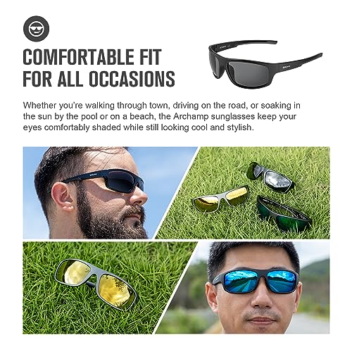 OLIFE Archamp B Men's Polarized Casual Sunglasses Bundle with Titanium Alloy EDC Carabiner Keychain Clip for Keys