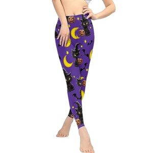 Xhuibop Halloween Cat Witch Women Workout Leggings Plus Size 2X Large Yoga Pants for Girls High Waisted Gym Trousers Tummy Control Active Tights Butt Lift Ladies Running Outfits