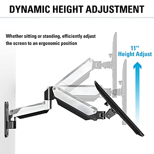 MOUNTUP Quad Monitor Stand, 4 Monitor Desk Mount for 13 to 32 inch Computer Screens + MOUNTUP Monitor Wall Mount