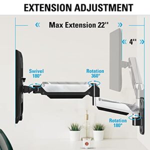 MOUNTUP Quad Monitor Stand, 4 Monitor Desk Mount for 13 to 32 inch Computer Screens + MOUNTUP Monitor Wall Mount