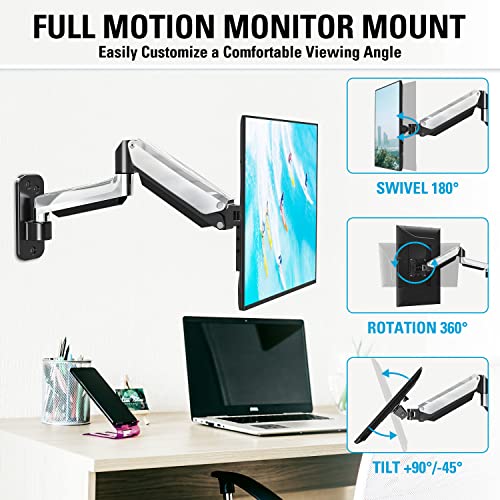 MOUNTUP Quad Monitor Stand, 4 Monitor Desk Mount for 13 to 32 inch Computer Screens + MOUNTUP Monitor Wall Mount