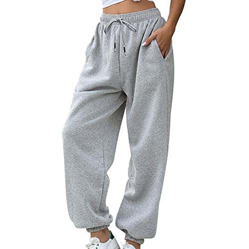 DSODAN Sweatpants Women Baggy Women's Bottom Sweatpants Joggers Pants Workout High Waisted Yoga Pants with (Grey-B, L) Joggers for Women Joggers Pants for Women Joggers for Women 2 Piece Set