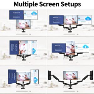 MOUNTUP Quad Monitor Stand, 4 Monitor Desk Mount for 13 to 32 inch Computer Screens + MOUNTUP Triple Monitor Desk Mount, 3 Monitor Stand for Three Max 27 Inch Computer Screen