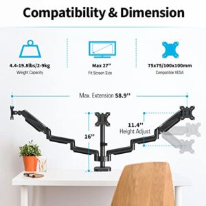 MOUNTUP Quad Monitor Stand, 4 Monitor Desk Mount for 13 to 32 inch Computer Screens + MOUNTUP Triple Monitor Desk Mount, 3 Monitor Stand for Three Max 27 Inch Computer Screen