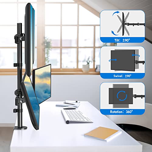 MOUNTUP Quad Monitor Stand, 4 Monitor Desk Mount for 13 to 32 inch Computer Screens + MOUNTUP Ultrawide Dual Monitor Desk Mount for 2 Computer Screen Max 35 Inch