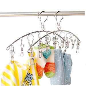 Alipis 2pcs Multi Clip Drying Rack Metal Washing Drying Clips Laundry Drying Hanger Laundry Drying Rack Collapsible Storage Hooks Folding Clothes Hanger Stainless Steel Hangers Socks Rack