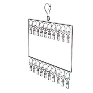 topincn socks drying rack, cloth drying rack stainless steel windproof hooks for clothes drying (20 clips)