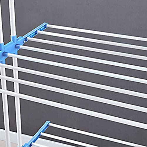 Fairnull [US Warehouse] Clothes Drying Rack, 4-Tier Oversize Clothes Drying Rack Collapsible, Stainless Steel Laundry Garment Dryer Stand Free-Standing Laundry Stand for Towels, Clothes, Shoes (Blue)