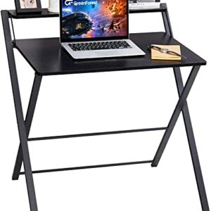 GreenForest Folding Desk No Assembly Required and L Shaped Desk with Drawers, 69 inch Corner Compuer Desk