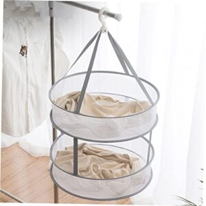 Alipis 2pcs Double Clothes Basket Collapsible Laundry Drying Rack c fold Towels Foldable Laundry Rack Towels Drying Hanger Underwear Drying Hanger Foldable Cloth Dryer Towels Drying net