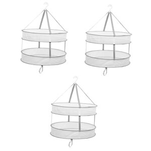 zerodeko 3pcs double clothes basket collapsible laundry drying rack grey towels foldable laundry rack drying rack net sweater mesh clothes hanging dryer clothes drying mesh net laundry bag