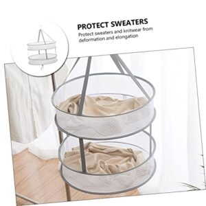 Cabilock 2pcs Double Clothes Basket mesh Bra Grey Towels Gray Towels Laundry Drying Rack Collapsible Towels Drying Hanger Collapsible Drying Rack Towels Drying mesh net Bras Drying net Grid