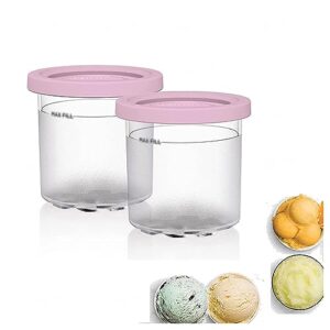 evanem 2/4/6pcs creami deluxe pints, for ninja creami ice cream maker pints,16 oz ice cream container reusable,leaf-proof compatible nc301 nc300 nc299amz series ice cream maker,pink-6pcs