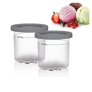evanem 2/4/6pcs creami containers, for ninja creami deluxe containers,16 oz icecream container reusable,leaf-proof compatible nc301 nc300 nc299amz series ice cream maker,gray-4pcs