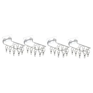 4 pcs multi purpose hanger wall mount clothing rack wall mounted drying rack wind- proof hook clothes laundry hanger drying rack stainless steel sock rack sock drying rack clip