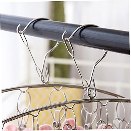 4 pcs Hangers for Clothes Drying Rack for Clothes Clip Hanger Sock Hanger Clip Stainless Steel Socks Hanger Clip drip Hanging Rack Clothes Hanger Drying Hook for Sock Coat Hanger Zerodeko