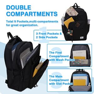 VONXURY 2 Compartments School Backpack and 52 Slots Pencil Case Bundle Black
