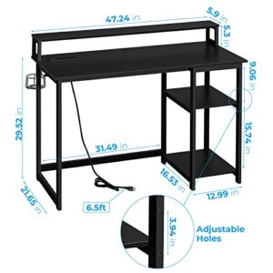 GreenForest 70 in L Shaped Desk with Drawers and Printer Stand and 47 in Computer Desk with USB Charging Port and Power Outlet