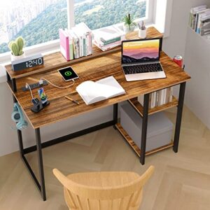 GreenForest 79 in L Shaped Desk with Drawers and Printer Stand and 47 in Computer Desk with USB Charging Port and Power Outlet