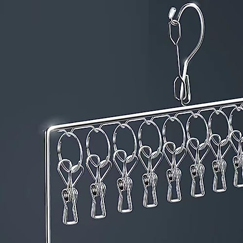 Septpenta Stainless Steel Clothe Drying Rack, Laundry Drip Hanger, Multifunctional Sock Rack, Good Load Bearing, Drying Clothes, Dormitory Balcony Windproof Rack(Double Decker)