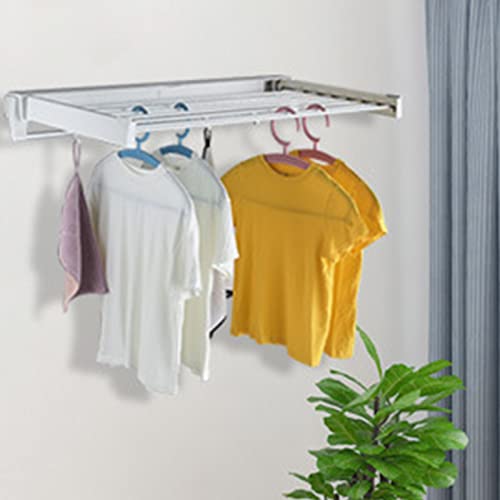 Headery Invisible Folding Wall Mounted Clothes Drying Rack Hanger,Space Saving Laundry Drying Rack,Collapsible Wall Mounted Hanger with 7 Drying Rods and 4 Movable Hooks