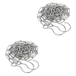 cabilock 2pcs closet drying rack stainless steel hooks wall mount clothes rack clothes drying rack chain clothes storage chains outdoor clothes clips clothes drying chain clothes hangers