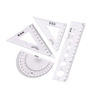 operitacx 4 set clear ruler math protractor straight ruler triangular ruler geometry ruler ruler suit tools for rulers plastic ruler stationery unisex to draft