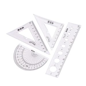 operitacx 4 set suit stationary tools for math protractor triangular ruler clear ruler geometry ruler protractor ruler rulers stationery plastic ruler unisex to draft