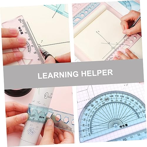 Operitacx 4 Set Suit Stationary Tools for Math Protractor Triangular Ruler Clear Ruler Geometry Ruler Protractor Ruler Rulers Stationery Plastic Ruler Unisex to Draft