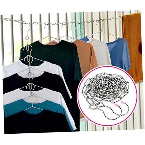 Cabilock 3pcs Portable Clothes Drying Rack Wall Mount Clothes Drying Rack Metal Clothes Rack Display Hanging Chain Metal Clothesline Hook Clothes Hangers Chain Stainless Steel Clothesline