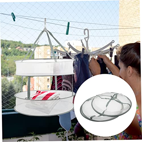 BioNyt 3 Pcs Beauty Sponge Drying Blue Hanging Clothes Drying Rack Containers for Clothes Round Laundry Basket Makeup Brush Drying Basket Laundry Hanging Mesh Rack Foldable Sweater Dryer (Color : Mat