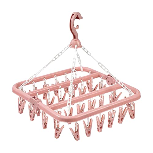 BAIRONG Clothes Hanger, Foldable Clothes Drying Rack, Sock Dryer, Swivel Clothes Drying Clip, Clothes Dryer Rack, Lingerie Hangers with 32 Clips for Indoor Outdoor Wet and Dry