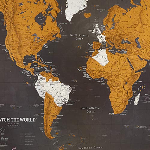 Maps International Scratch The World Travel Map – Black Scratch Off World Map Poster – 23 x 33