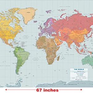 Extra-large World Wall Map - Laminated - 67'' x 45''