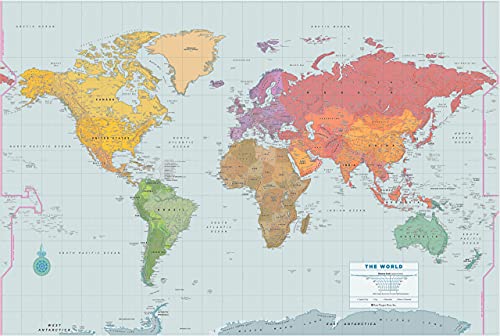 Extra-large World Wall Map - Laminated - 67'' x 45''