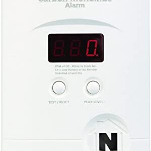 Kidde Carbon Monoxide Detector, Plug In Wall with 9-Volt Battery Backup, Digital LED Display