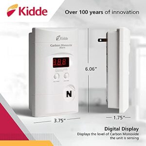Kidde Carbon Monoxide Detector, Plug In Wall with 9-Volt Battery Backup, Digital LED Display
