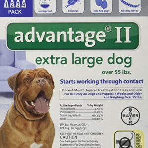 Bayer Advantage II Topical Flea Treatment for Dogs over 55 Lbs (4 Applications)