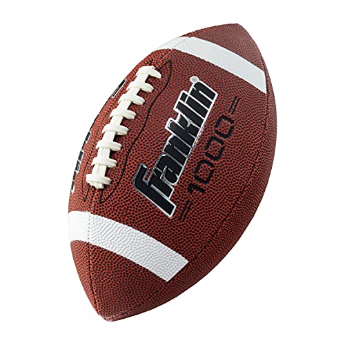 Franklin Sports Official Size Football - 1000 Regulation Outdoor Football - Synthetic Leather Adult Size Football - Outdoor All-Weather Footballs - Extra Grip Official Size Football - Brown + White