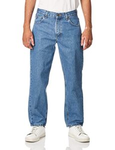 carhartt men's five pocket tapered leg jean, stonewash, 34w x 30l