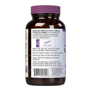 Bluebonnet Nutrition Milk-Free Calcium 1,200 mg Plus Vitamin D3 400 IU - High Potency, Maximum Absorption Strong Healthy Bones & Immune Health Support Supplement, Gluten-Free, Dairy-Free, 120 Softgels