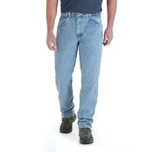 wrangler mens relaxed fit jeans, vintage indigo, 34w x 32l us