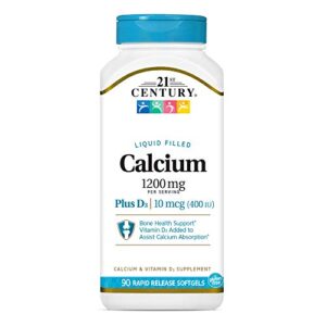 21st century calcium plus d3 liquid filled softgel, 1200 mg, 90 count