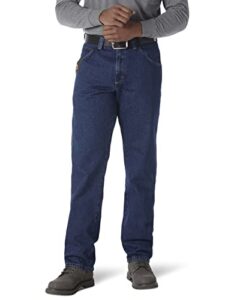 wrangler riggs workwear mens relaxed fit five pocket jeans, antique indigo, 38w x 30l us