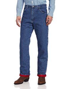 wrangler mens rugged wear woodland thermal jeans, stonewashed denim, 32w x 30l us
