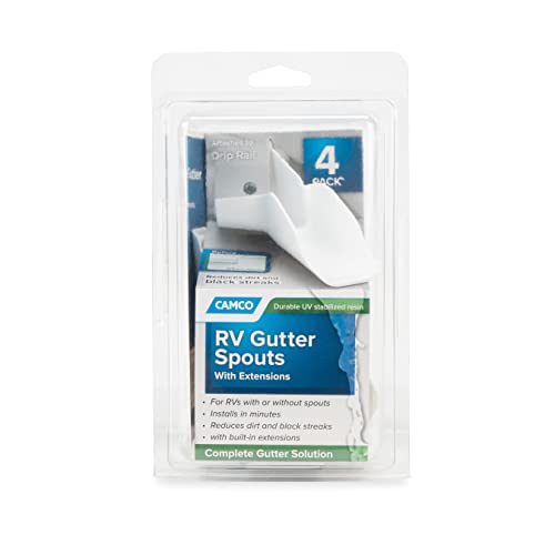 Camco RV Gutter Spouts with Extensions | Direct Rain Water Runoff Away from the RV | White (42134)