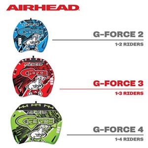 AirHead G-Force 3 Towable 1-3 Rider Tube for Boating and Water Sports, Heavy Duty Full Nylon Cover with Zipper, EVA Foam Pads, and Patented Speed Safety Valve for Easy Inflating & Deflating,Red