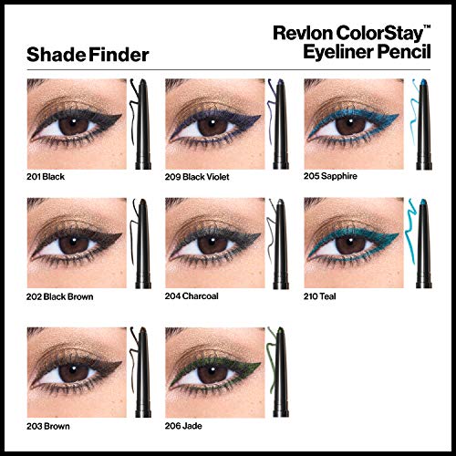 Revlon Pencil Eyeliner, ColorStay Eye Makeup with Built-in Sharpener, Waterproof, Smudgeproof, Longwearing with Ultra-Fine Tip, 201 Black, 0.01 Oz