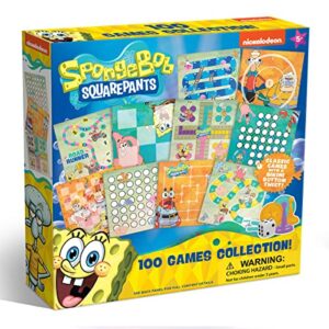spongebob squarepants 100 classic board games collection for family and kids ages 3+, perfect for family game night