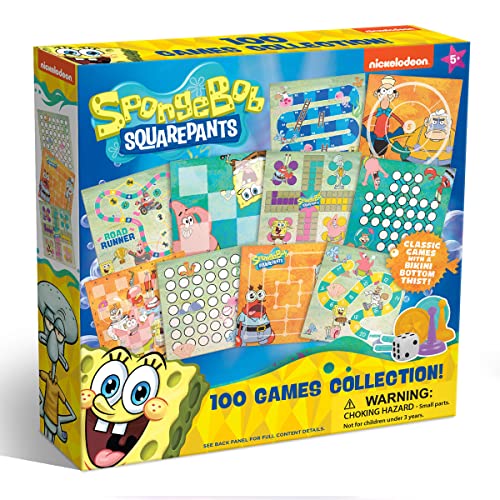 Spongebob Squarepants 100 Classic Board Games Collection for Family and Kids Ages 3+, Perfect for Family Game Night